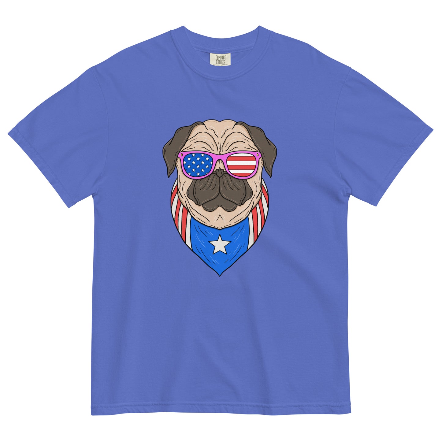Patriotic Pug: Unisex USA Dog Tee