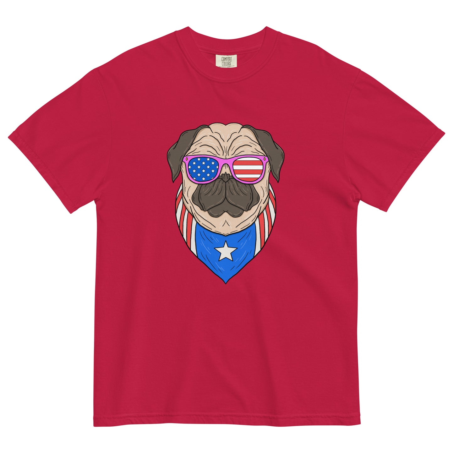 Patriotic Pug: Unisex USA Dog Tee