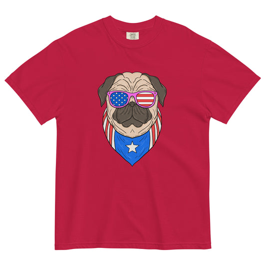 Patriotic Pug: Unisex USA Dog Tee
