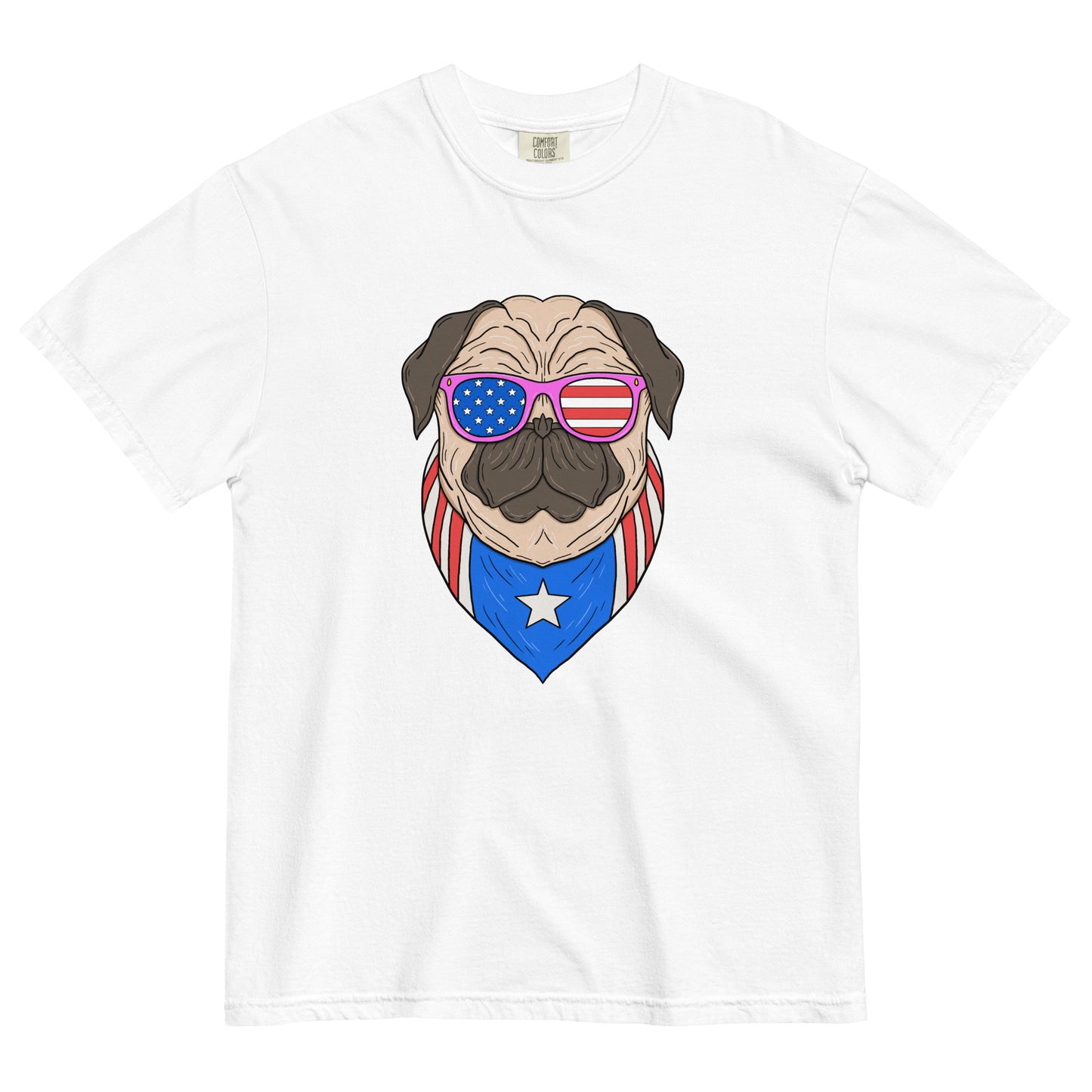 Patriotic Pug: Unisex USA Dog Tee