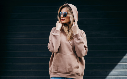 street fashion hoodie in nude