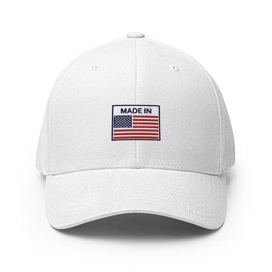 Structured Twill Cap - Made in USA with USA Flag